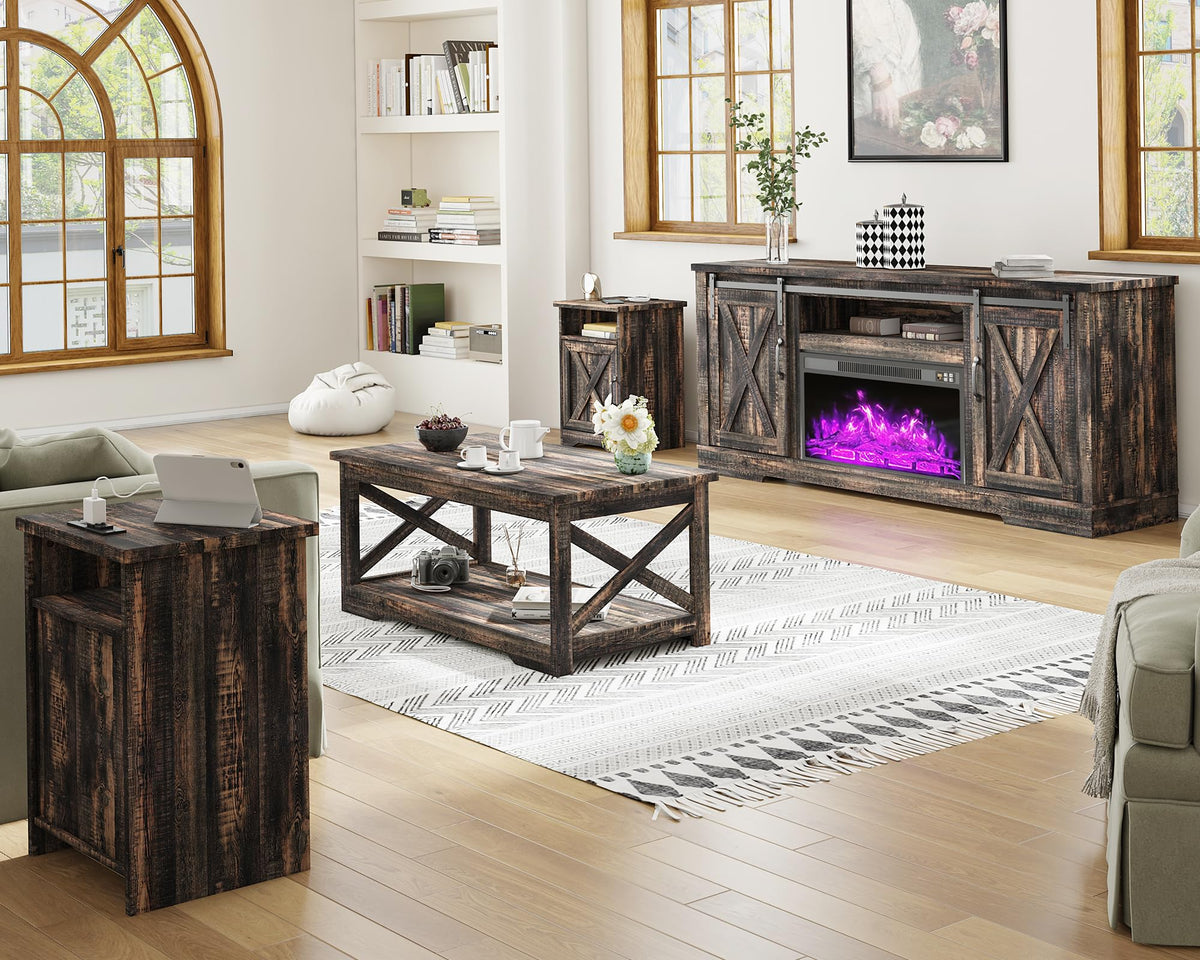 Renner 5-Piece Living Room Table Set Dark Oak