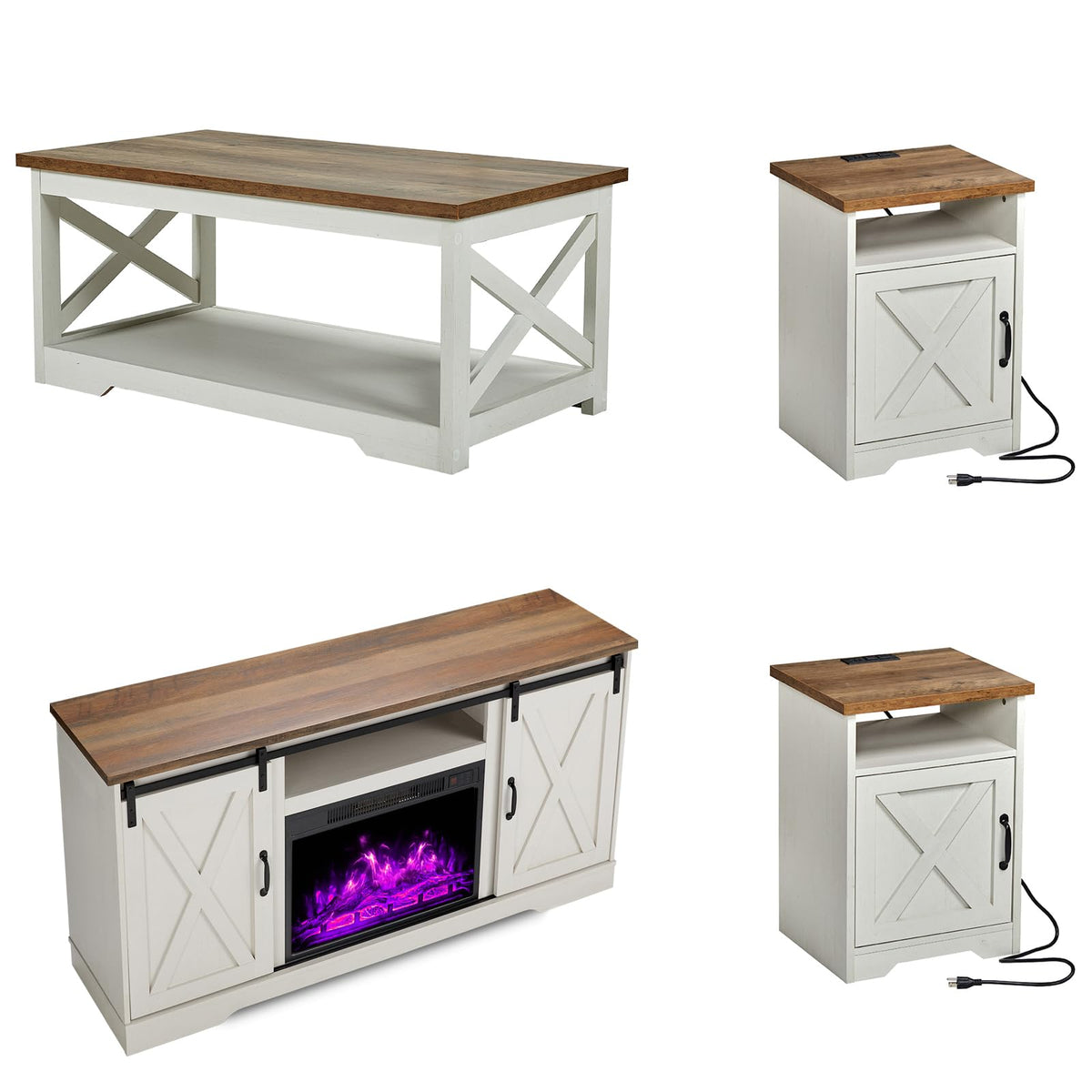 Renner 5-Piece Living Room Table Set White