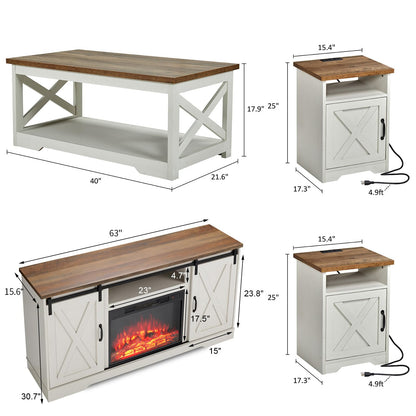 Renner 5-Piece Living Room Table Set White