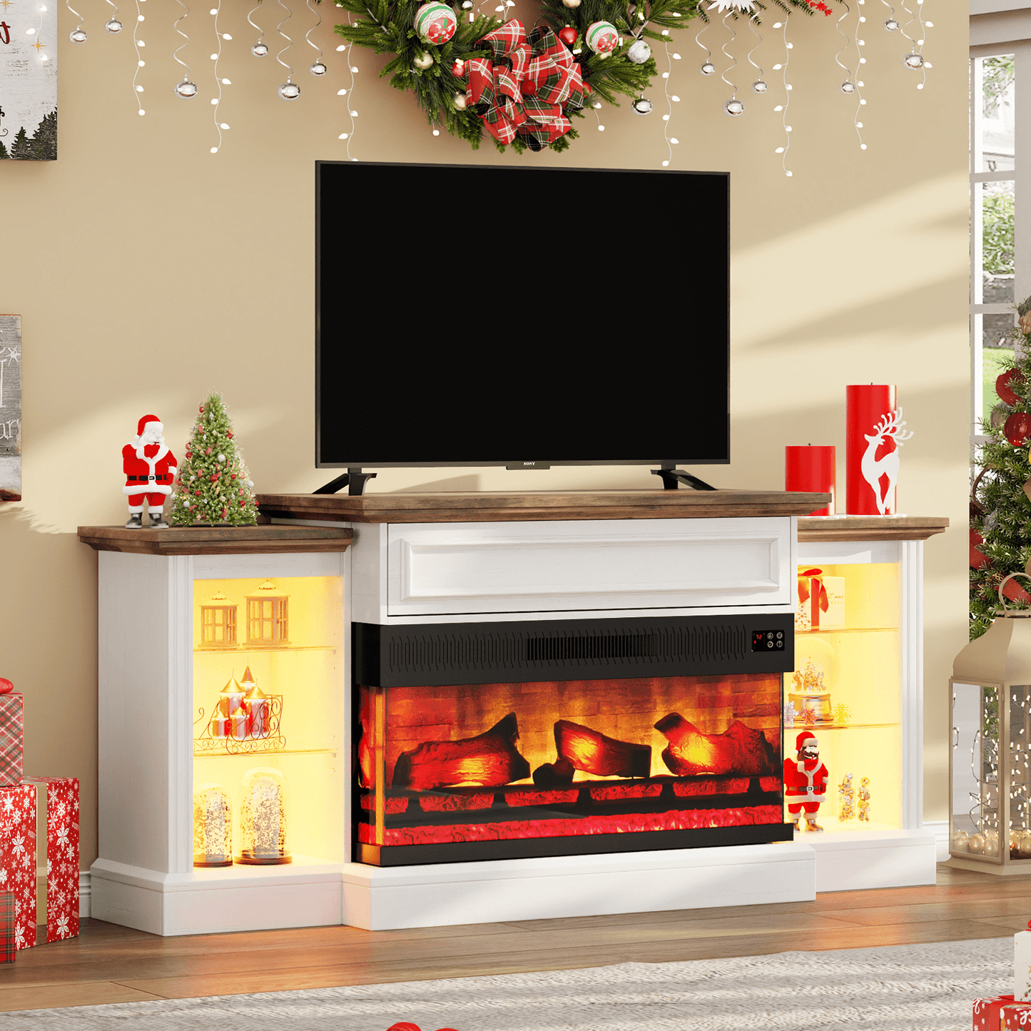 CFT030 Jetson Fireplace TV Stand Barnwood White