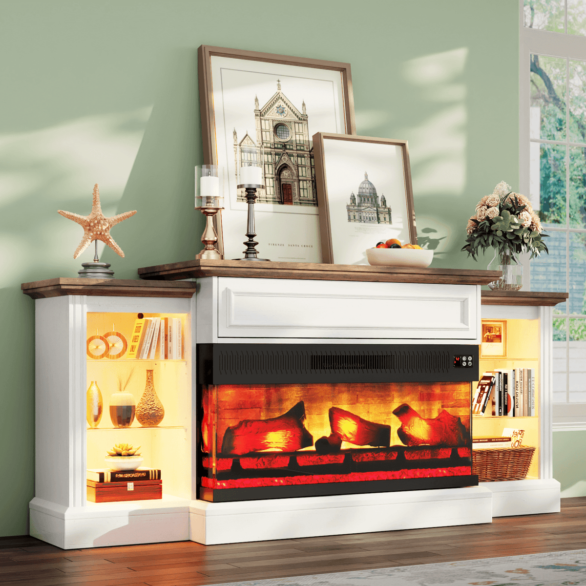 CFT030 Jetson Fireplace TV Stand Barnwood White