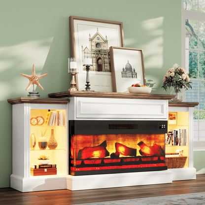 CFT030 Jetson Fireplace TV Stand Barnwood White