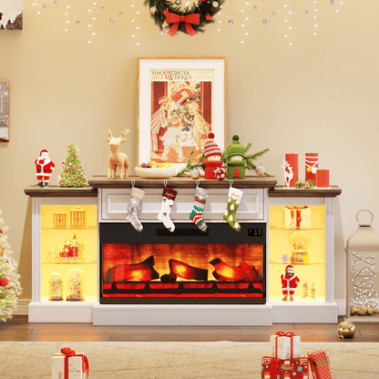 CFT030 Jetson Fireplace TV Stand Barnwood White