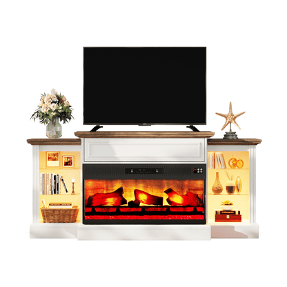 CFT030 Jetson Fireplace TV Stand Barnwood White