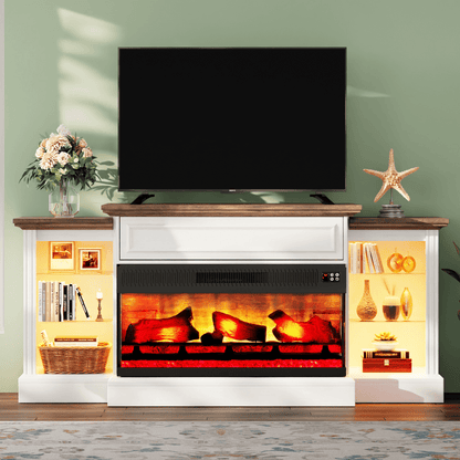 CFT030 Jetson Fireplace TV Stand Barnwood White