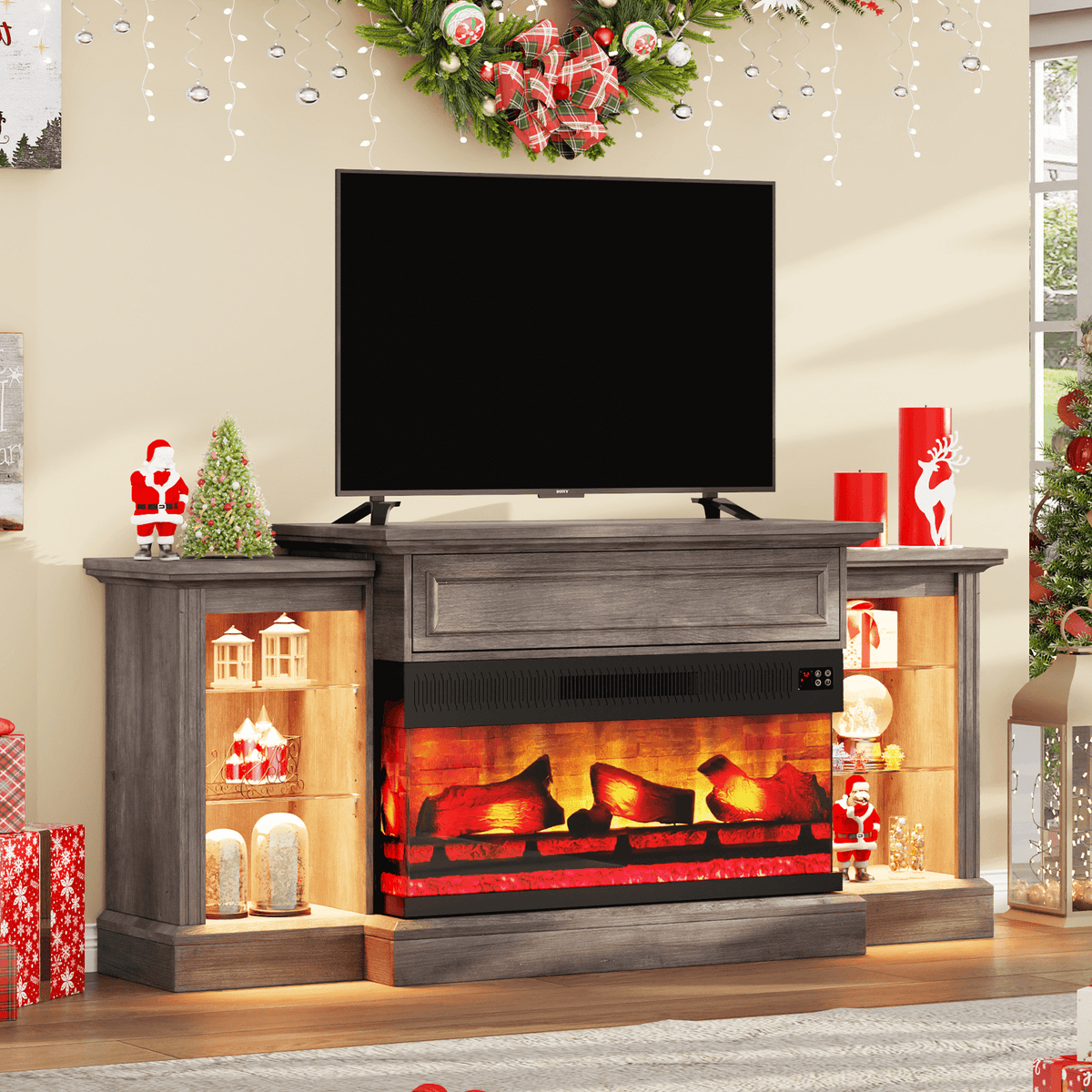 CFT030 Jetson Fireplace TV Stand Wash Grey