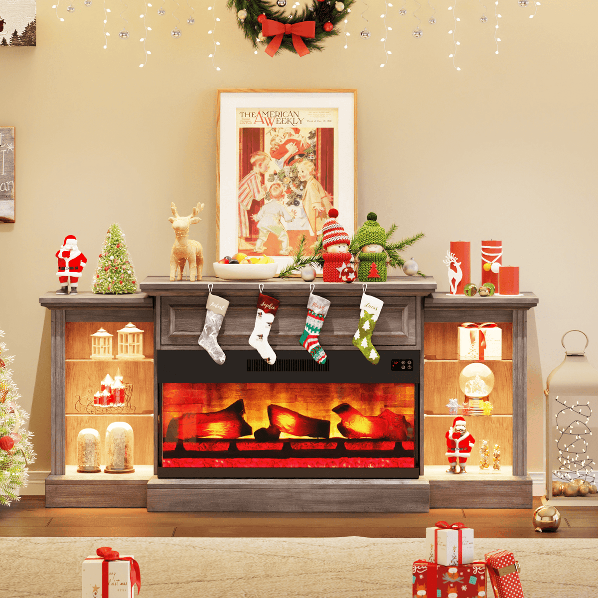 CFT030 Jetson Fireplace TV Stand Wash Grey