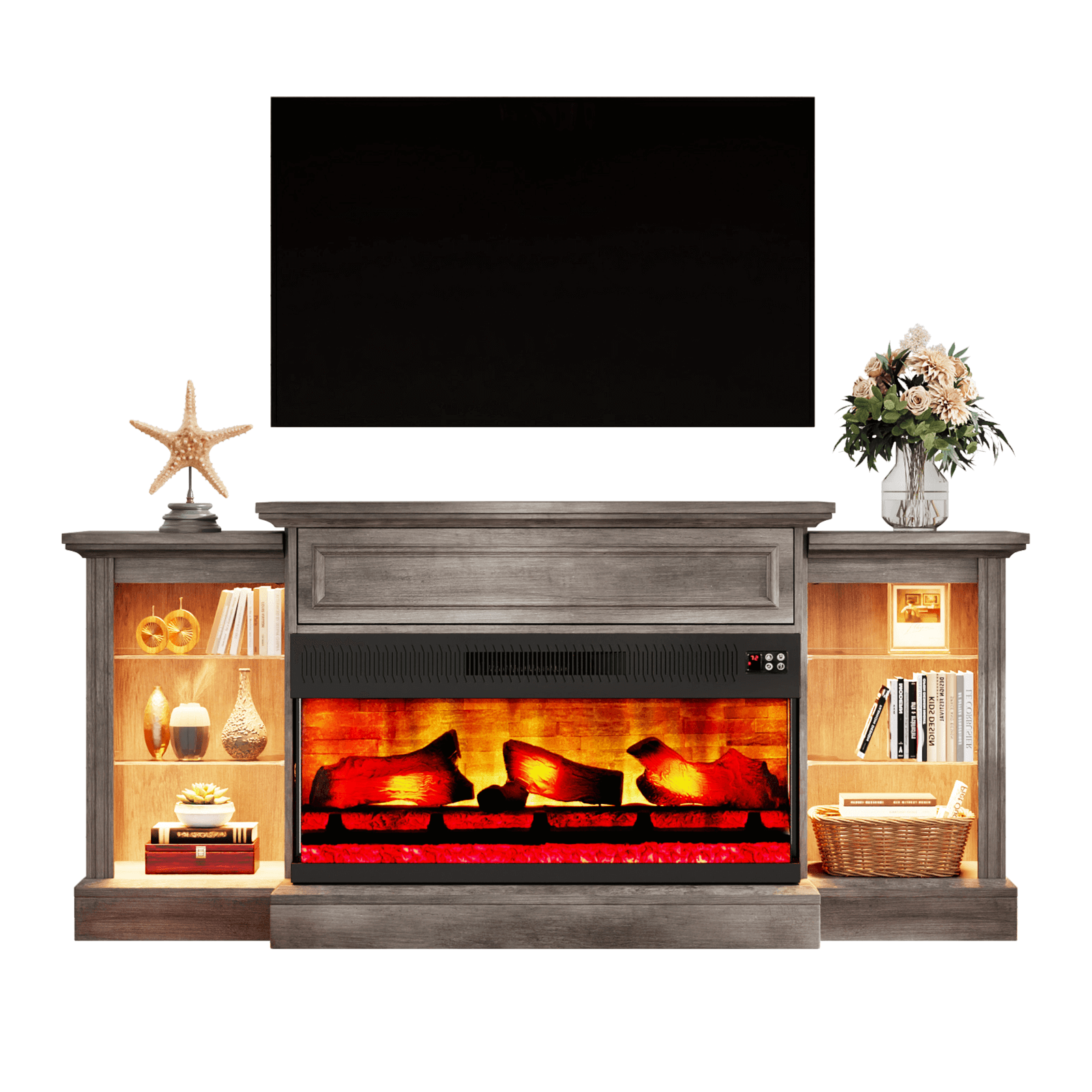 CFT030 Jetson Fireplace TV Stand Wash Grey