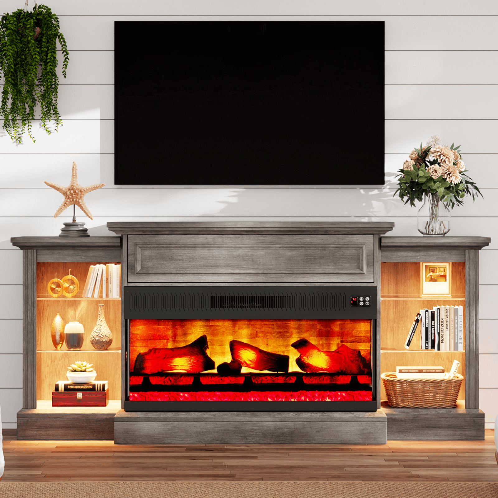 CFT030 Jetson Fireplace TV Stand Wash Grey