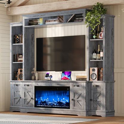 Silo Farmhouse Fireplace Entertainment Center Amerlife Grey