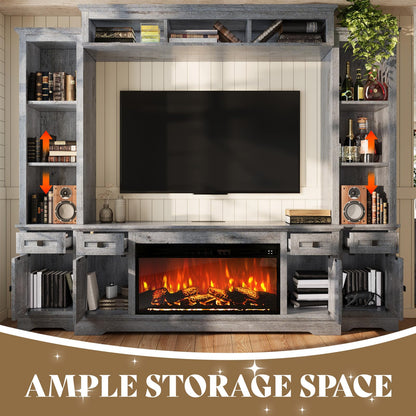 Silo Farmhouse Fireplace Entertainment Center Amerlife Grey