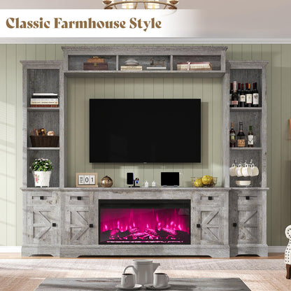 Silo Farmhouse Fireplace Entertainment Center Amerlife Grey