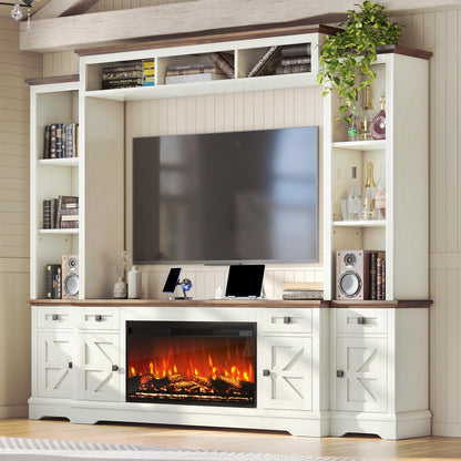 Silo Farmhouse Fireplace Entertainment Center Amerlife White