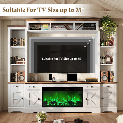 Silo Farmhouse Fireplace Entertainment Center Amerlife White