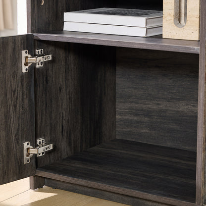 70-Inch Fluted Fireplace TV Stand Amerlife Black