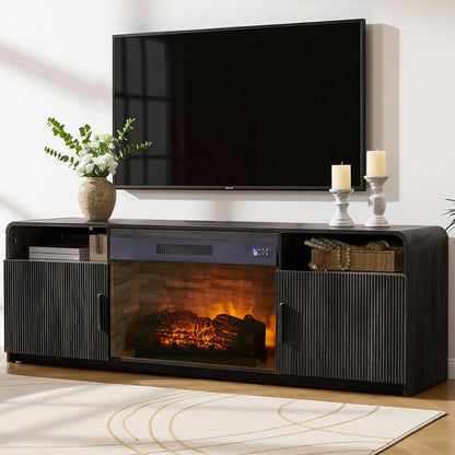 70-Inch Fluted Fireplace TV Stand Amerlife Black