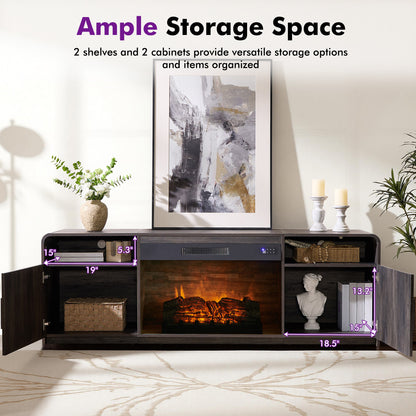 70-Inch Fluted Fireplace TV Stand Amerlife Black