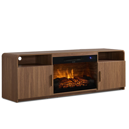 70-Inch Fluted Fireplace TV Stand Amerlife Brown