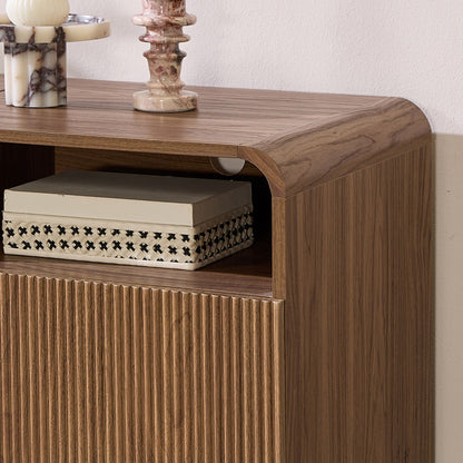 70-Inch Fluted Fireplace TV Stand Amerlife Brown