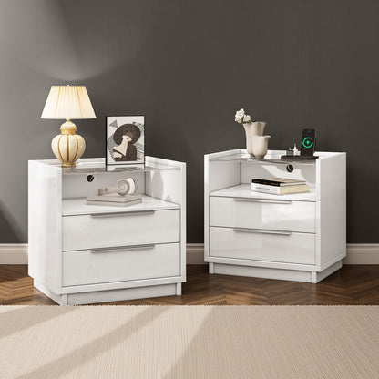 Kino Nightstands 23.6" High Gloss Amerlife Double White
