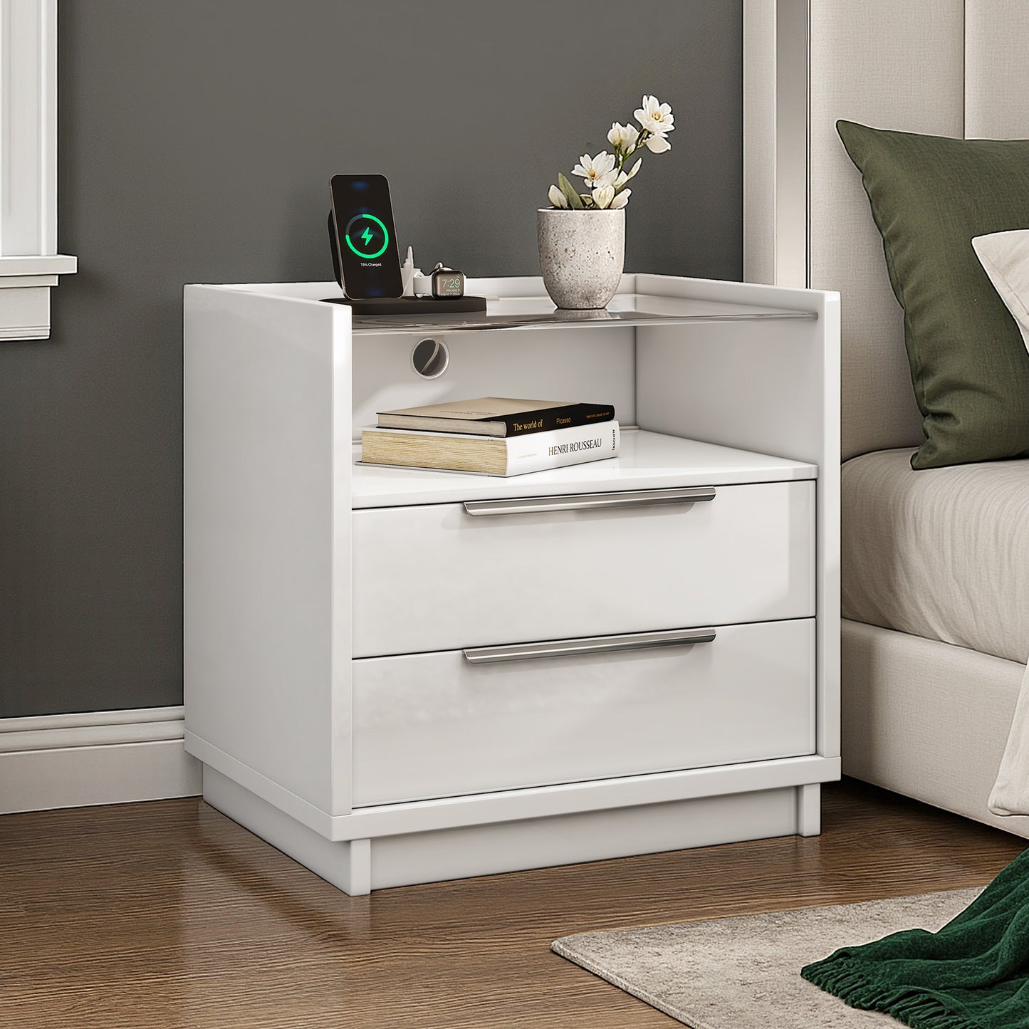 Kino Nightstands 23.6" High Gloss Amerlife Single White