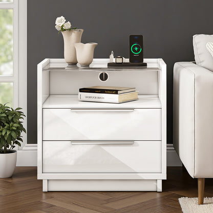 Kino Nightstands 23.6" High Gloss Amerlife Single White