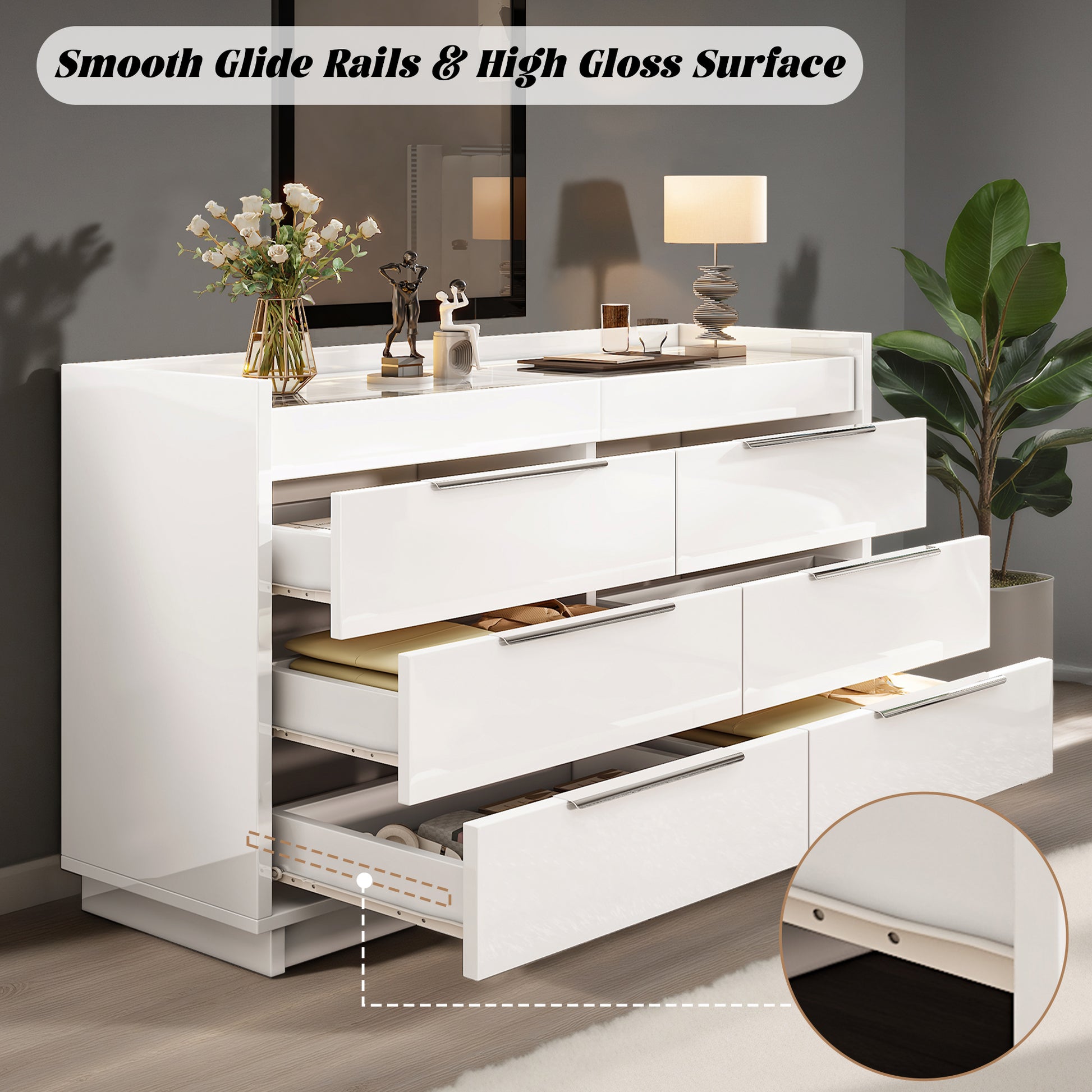 Kino 8-Drawers Dresser Amerlife White