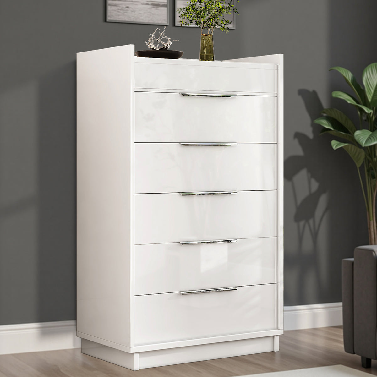 Kino 5-Drawers Dresser Amerlife White