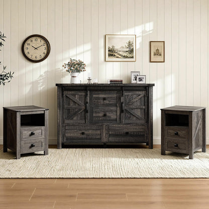 Marlowe Farmhouse Storage Set Amerlife Black Oak