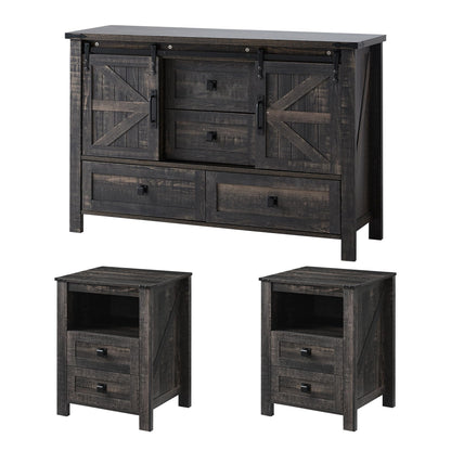 Marlowe Farmhouse Storage Set Amerlife Black Oak