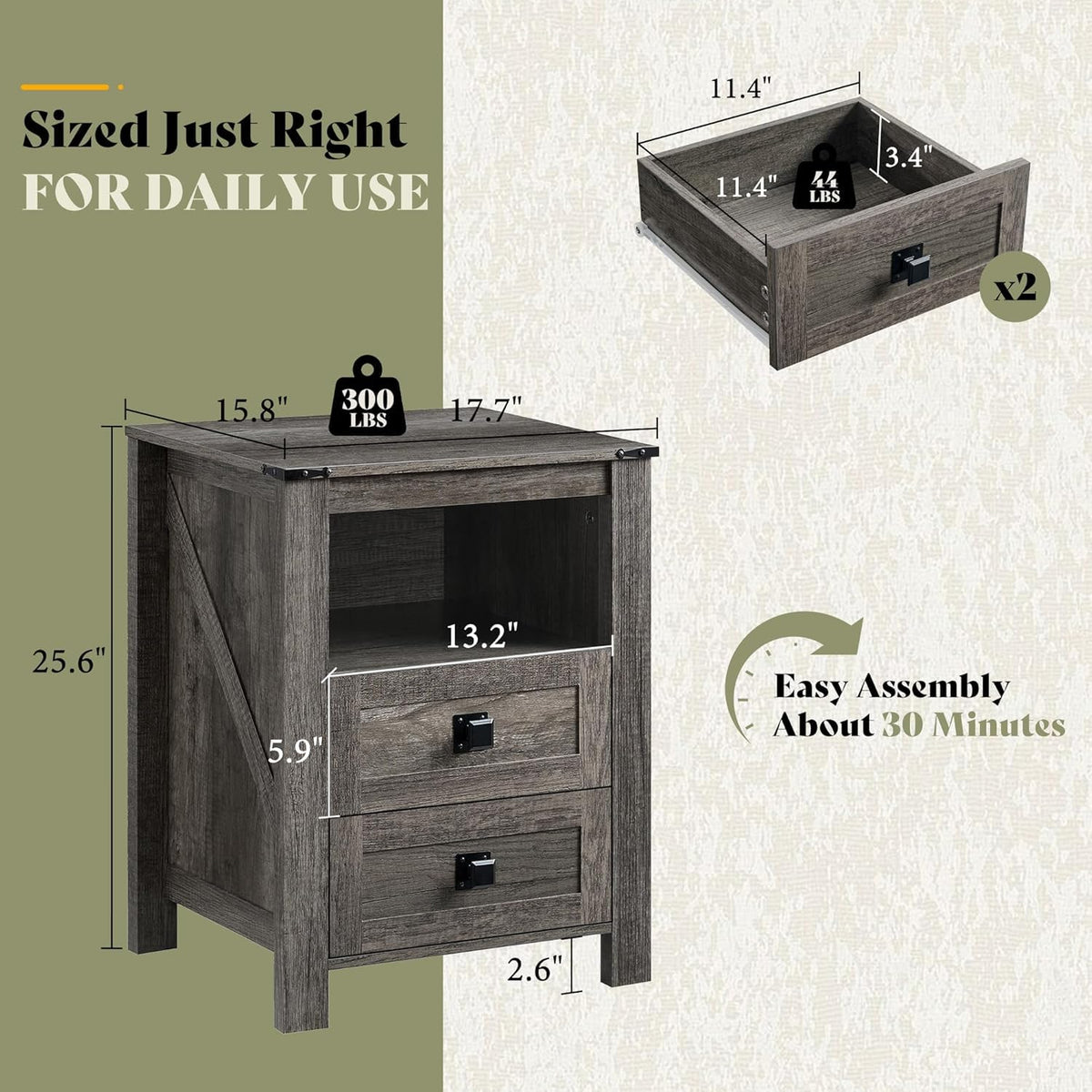 Marlowe Farmhouse Storage Set Amerlife Black Oak