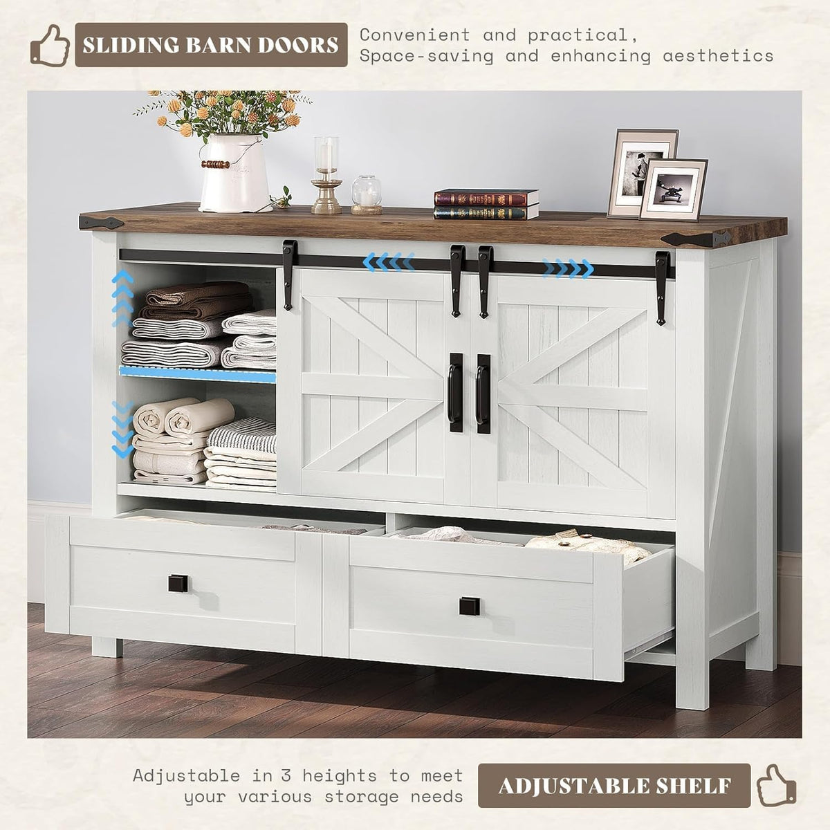 Marlowe Farmhouse Storage Set Amerlife Distressed White
