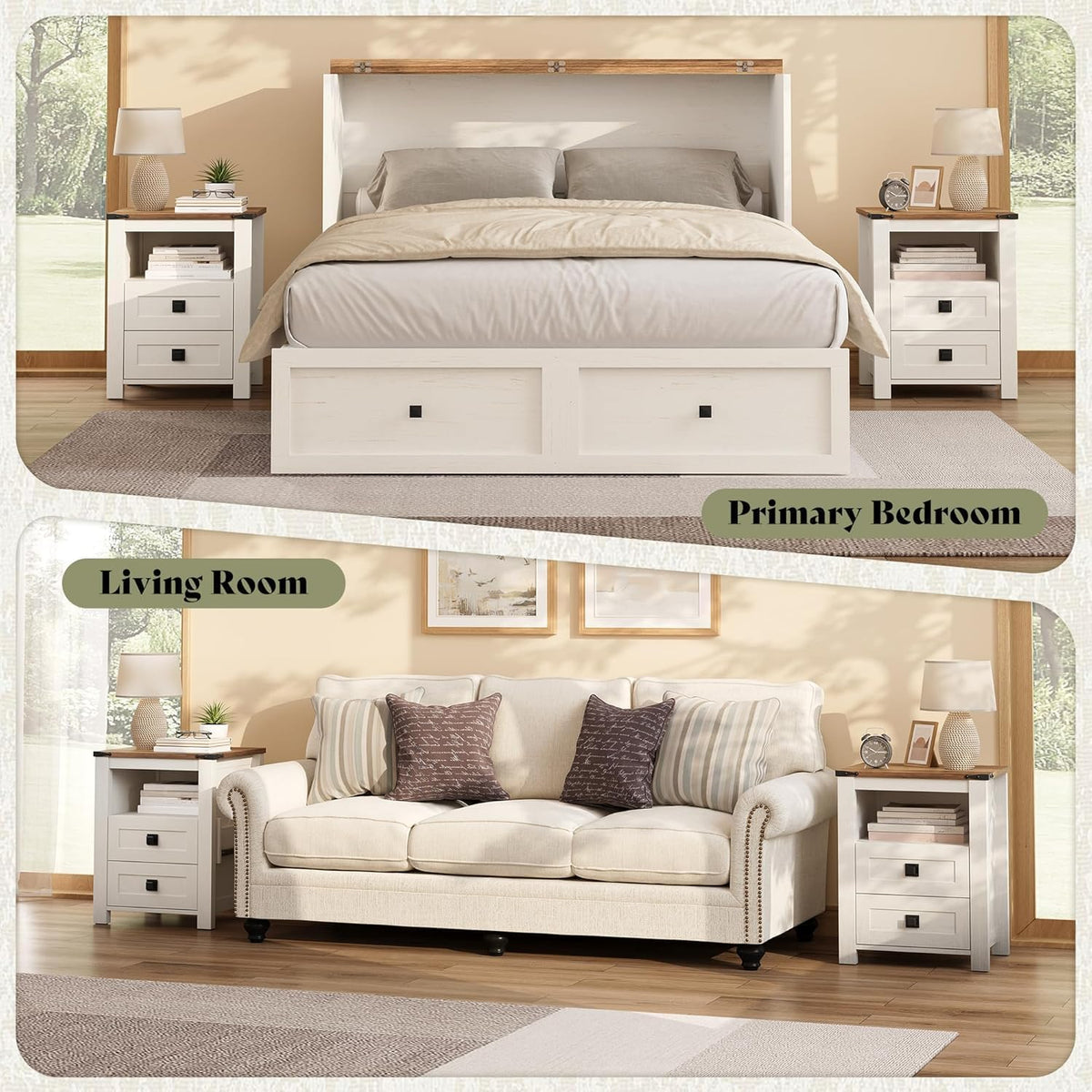 Marlowe Farmhouse Storage Set Amerlife Distressed White