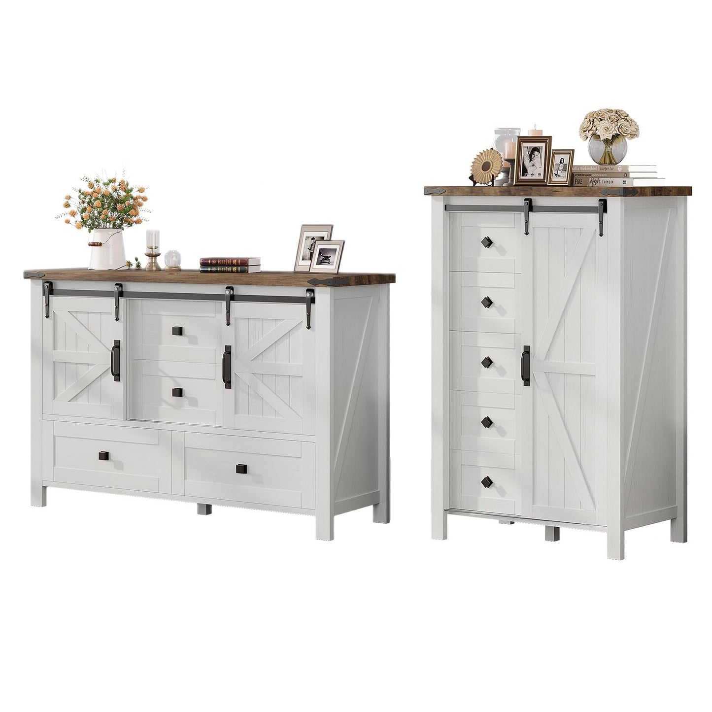 Marlowe Farmhouse Dresser Set Amerlife Distressed White