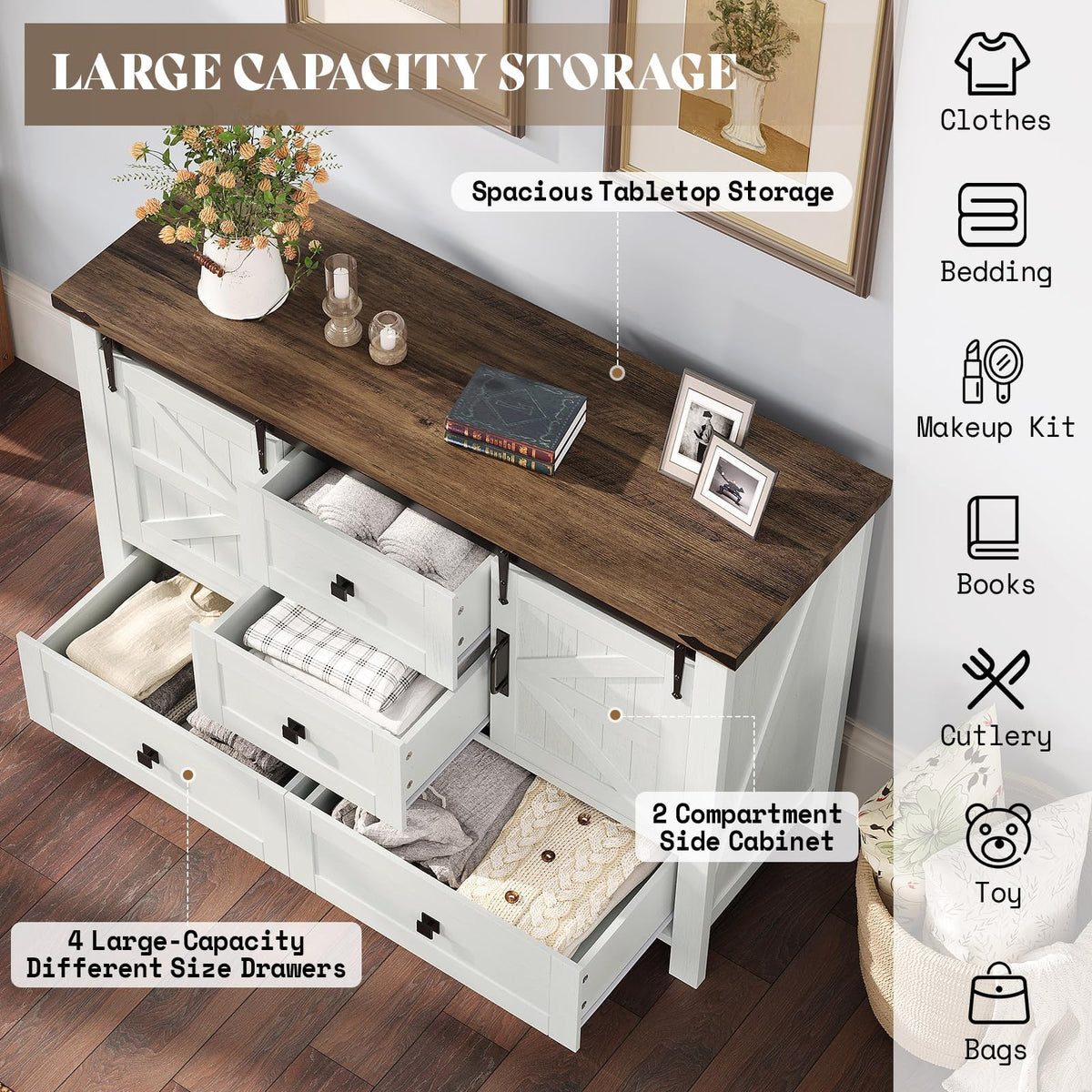 Marlowe Farmhouse Dresser Set Amerlife Distressed White