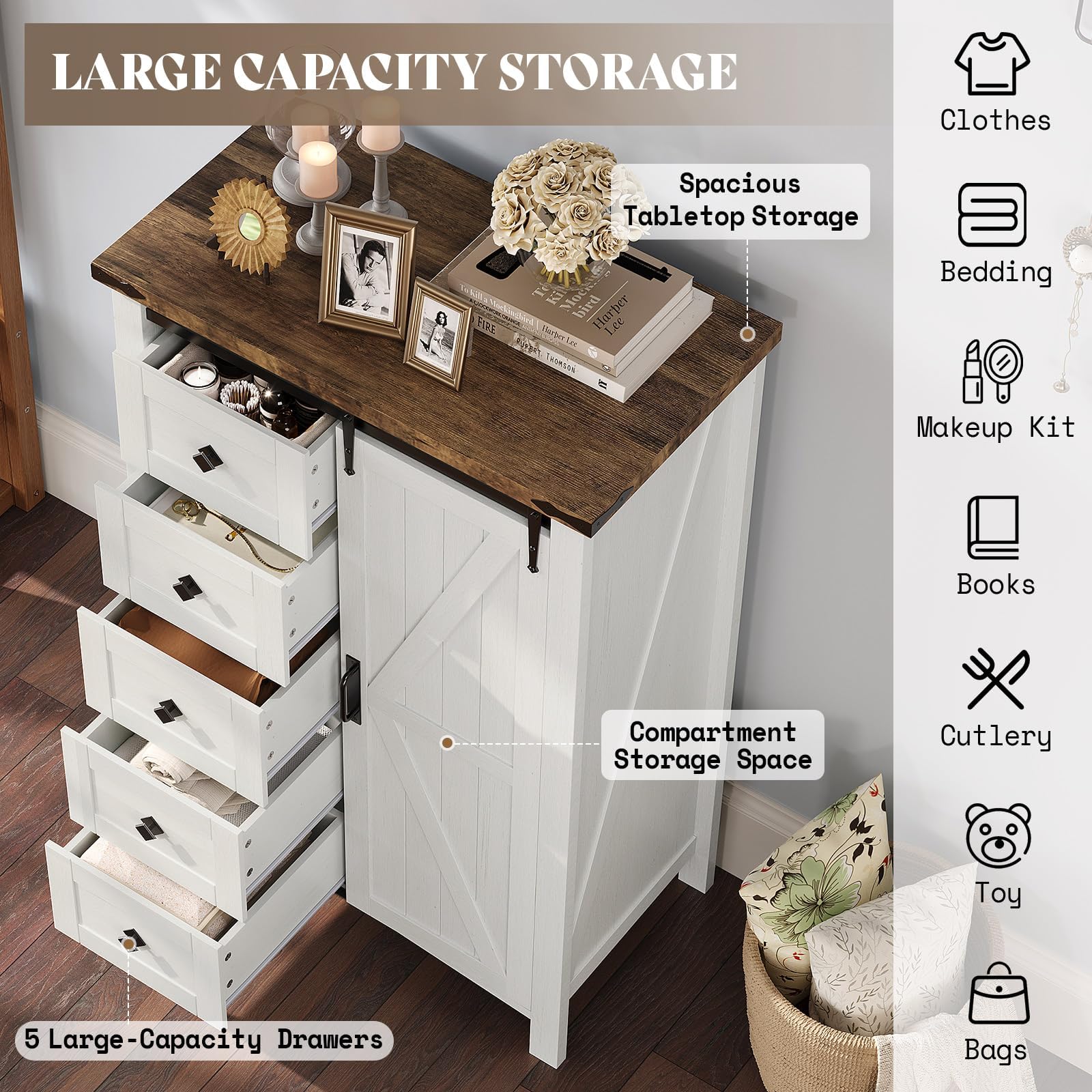 Marlowe Farmhouse Dresser Set Amerlife Distressed White