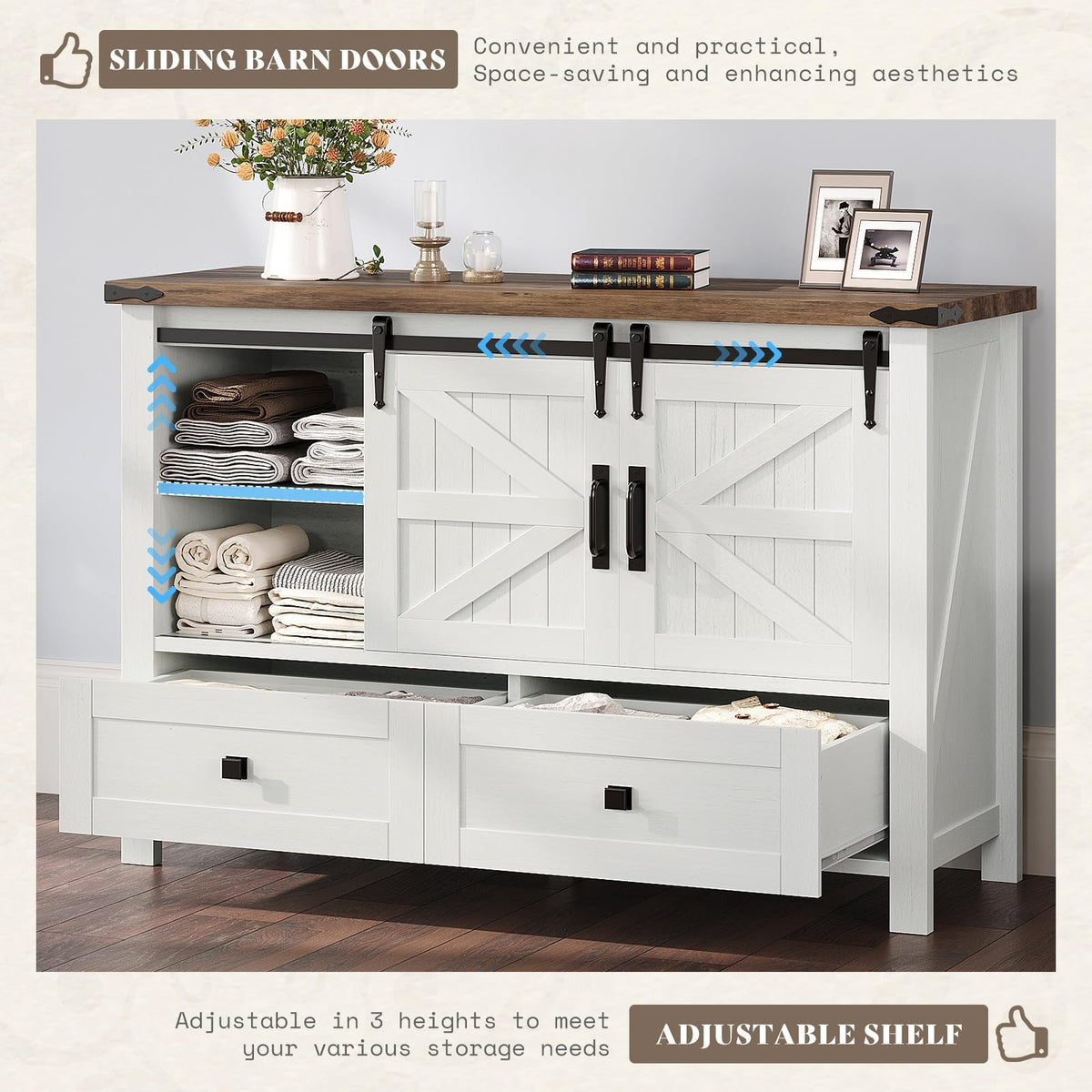 Marlowe Farmhouse Dresser Set Amerlife Distressed White