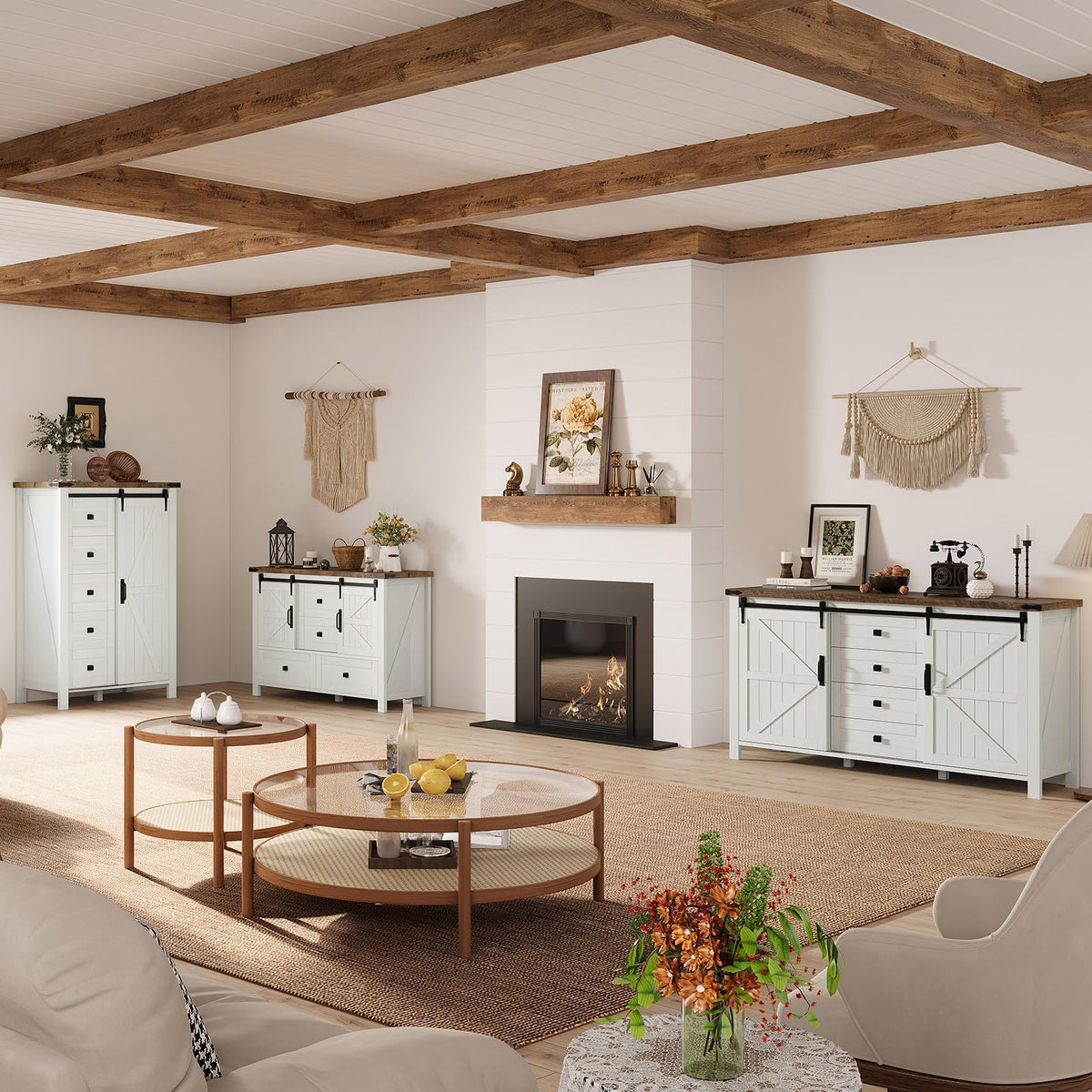 Marlowe Farmhouse Dresser Set Amerlife Distressed White