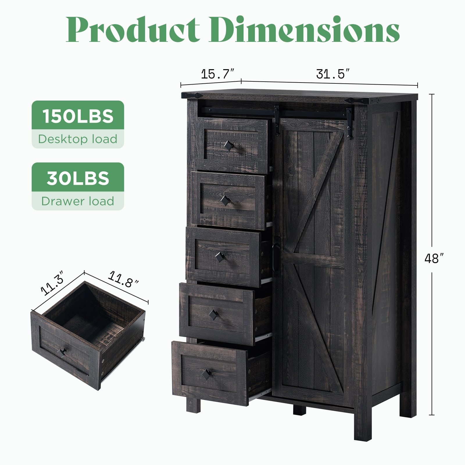 Marlowe Farmhouse Dresser Set Amerlife Black Oak