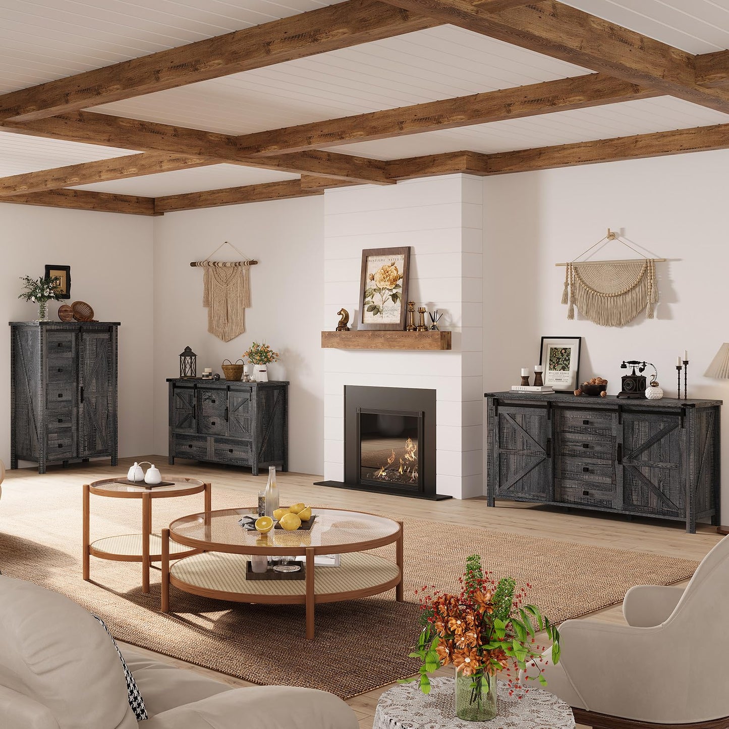 Marlowe Farmhouse Dresser Set Amerlife Black Oak