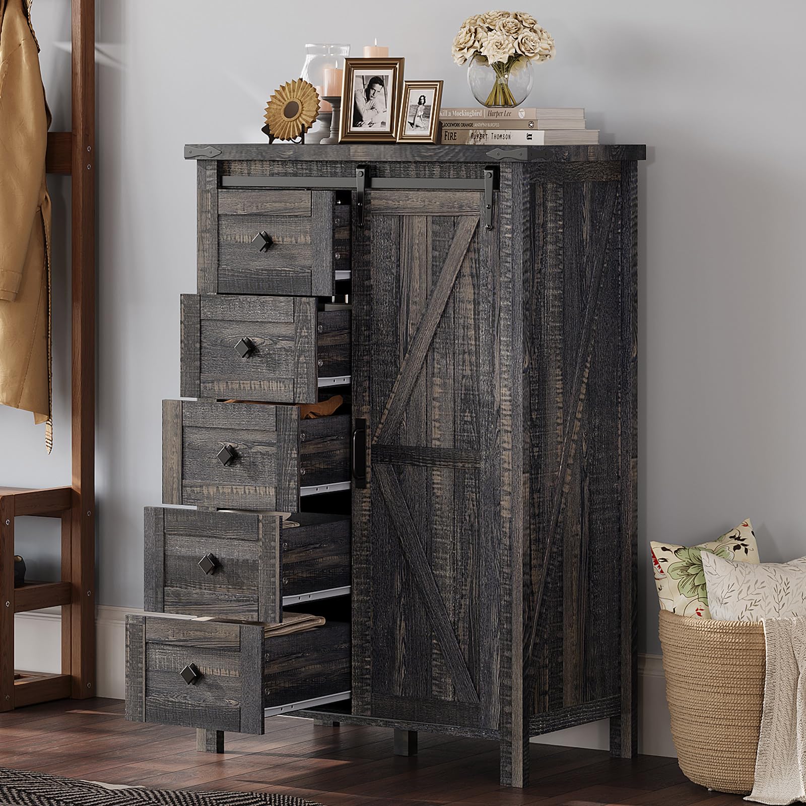 Marlowe Farmhouse Dresser Set Amerlife Black Oak