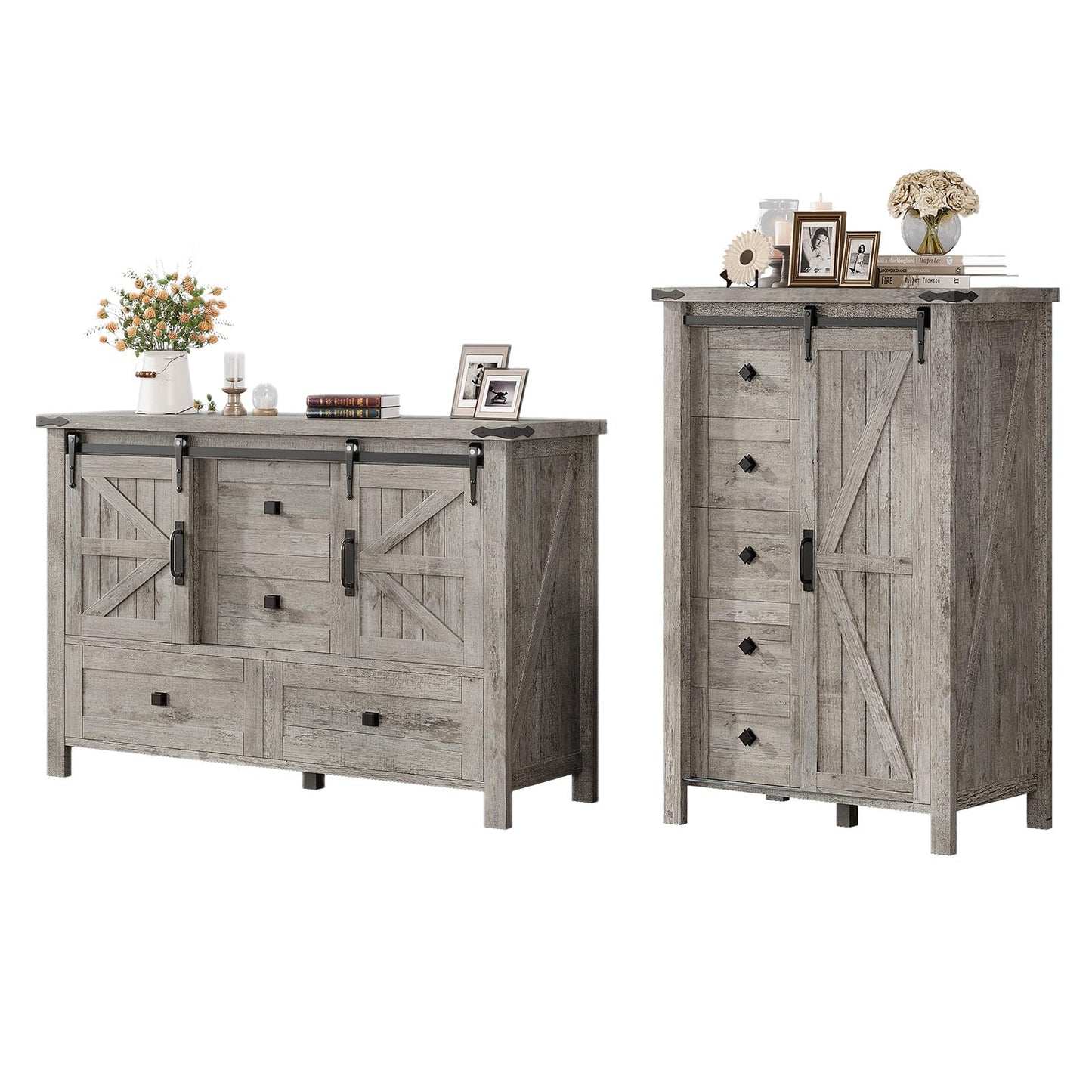 Marlowe Farmhouse Dresser Set Amerlife Rustic Gray