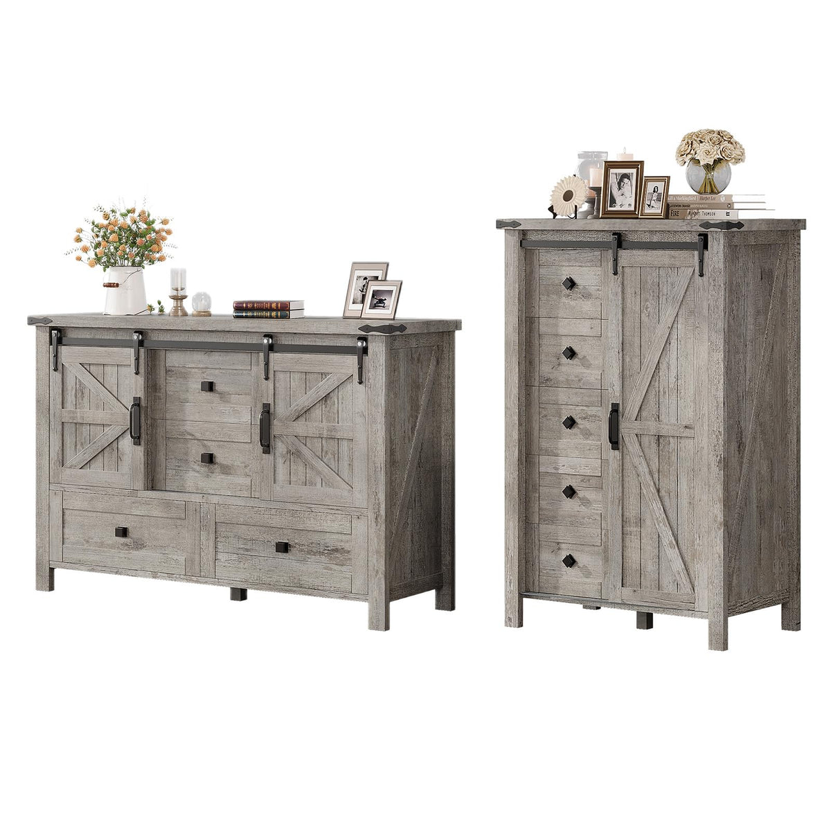 Marlowe Farmhouse Dresser Set Amerlife Rustic Gray