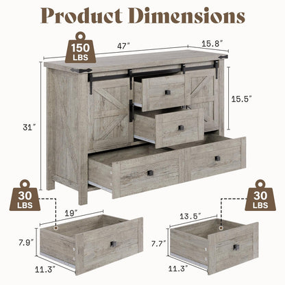 Marlowe Farmhouse Dresser Set Amerlife Rustic Gray