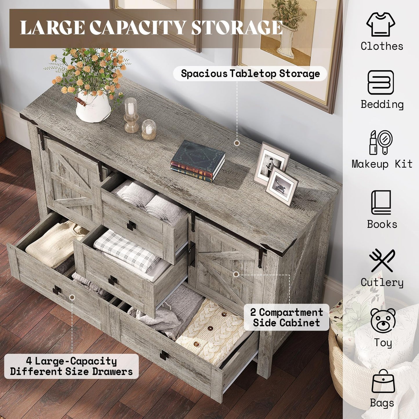 Marlowe Farmhouse Dresser Set Amerlife Rustic Gray