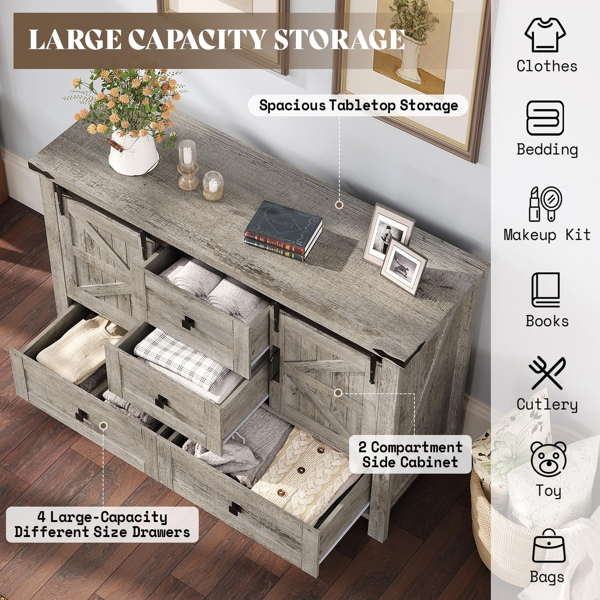 Marlowe Farmhouse Dresser Set Amerlife Rustic Gray