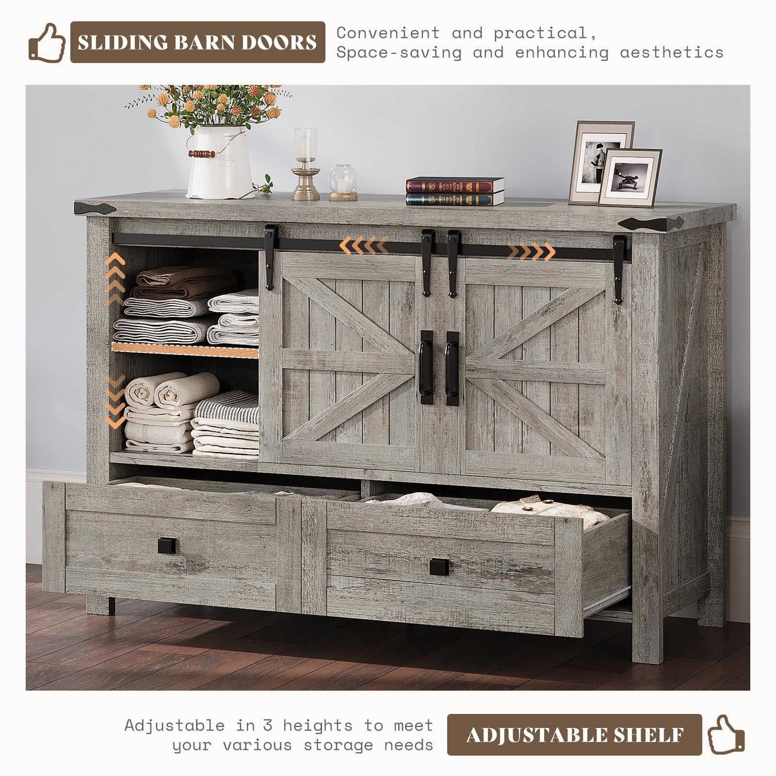Marlowe Farmhouse Dresser Set Amerlife Rustic Gray