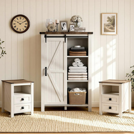 Marlowe Farmhouse Storage Set Amerlife Distressed White