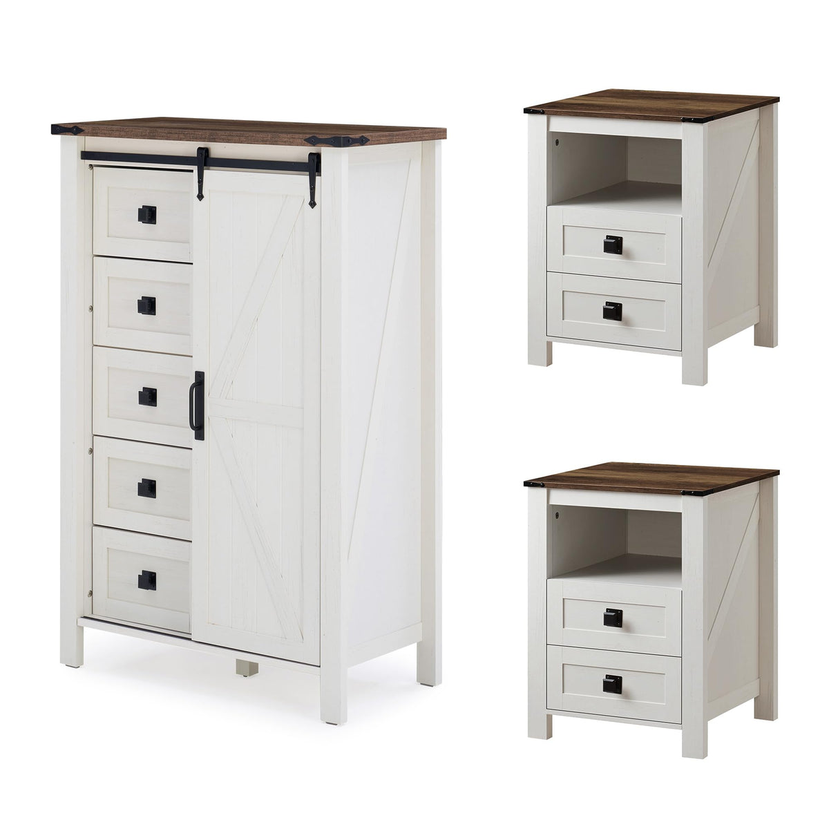 Marlowe Farmhouse Storage Set Amerlife Distressed White