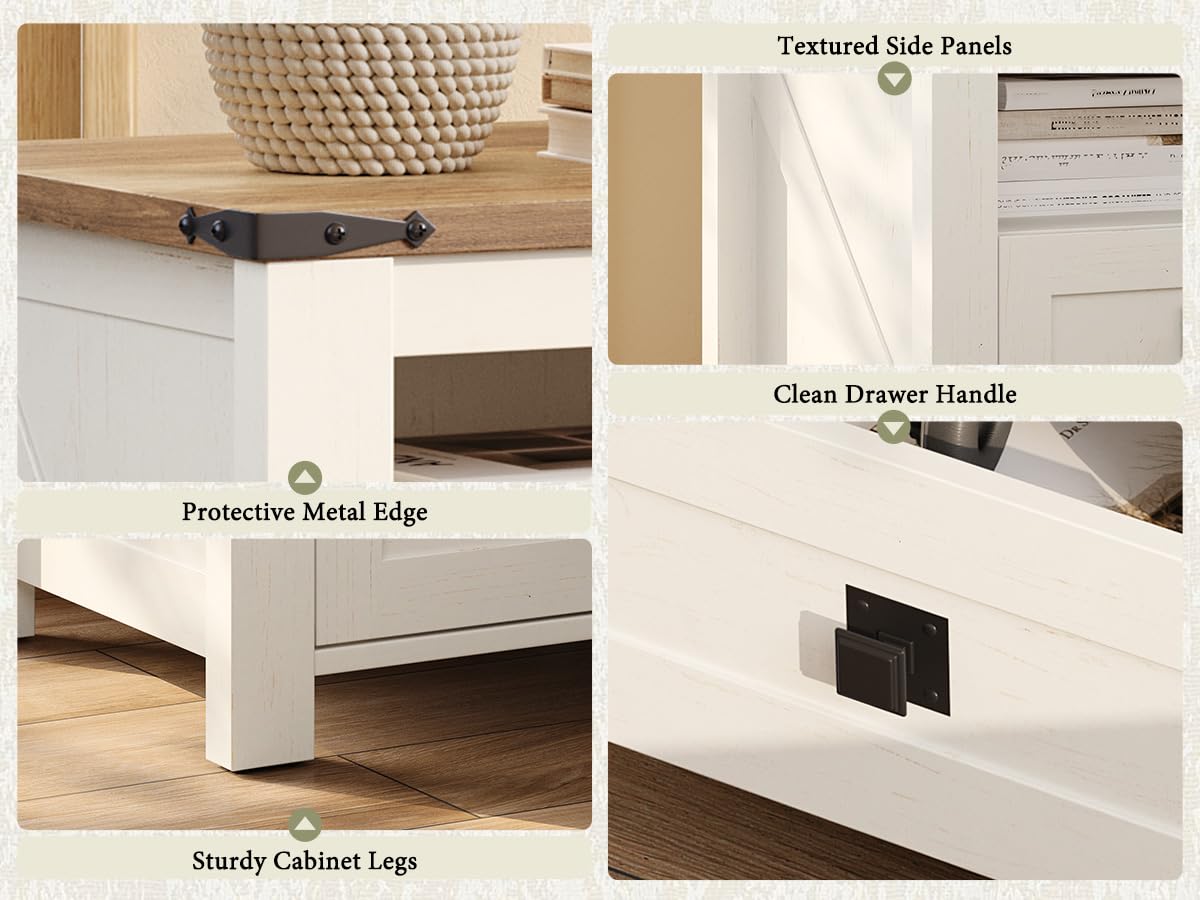 Marlowe Farmhouse Storage Set Amerlife Distressed White